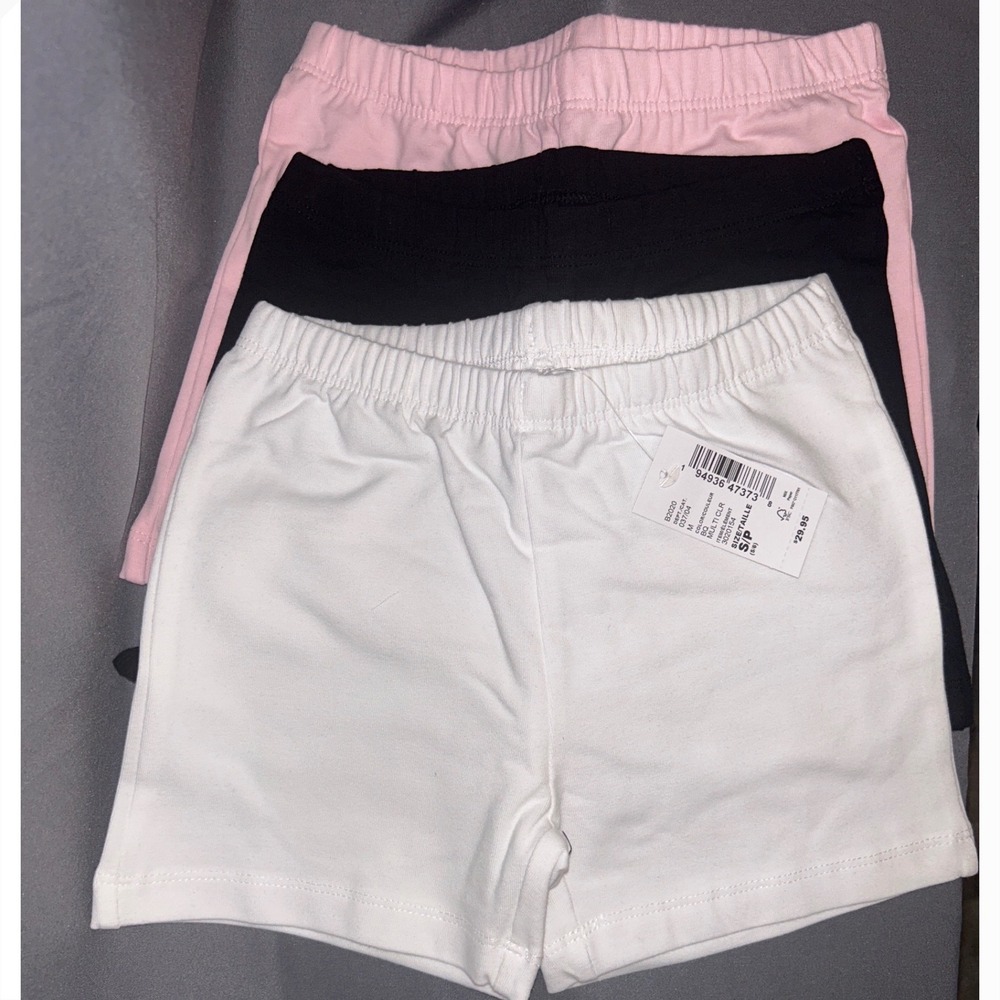 The Childrens Place Girls Bike Shorts 3-Pack Black White Pink Size S 5/6 NWT